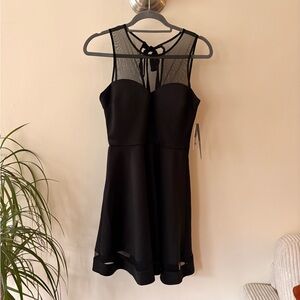 NWT Macy’s Sequin Hearts Black Mesh Detail Mini Dress